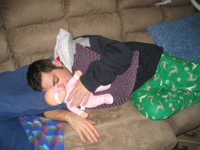 Ryan liked to sleep with dollies.